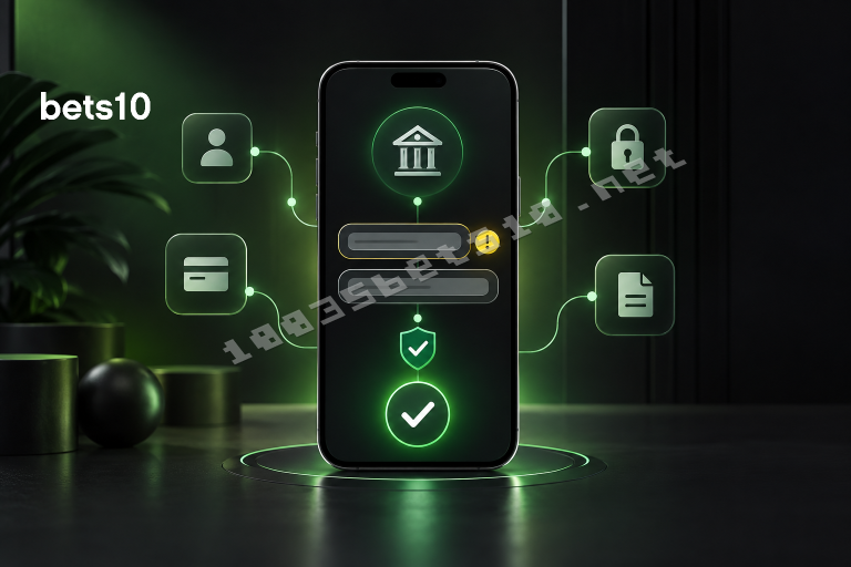 Koyu zeminde yeşil ışıkla çevrelenen telefon, güvenlik kalkanı ve onay işareti, Bets10 geçersiz IBAN uyarısında hesap bilgisi kontrolünü simgeliyor.