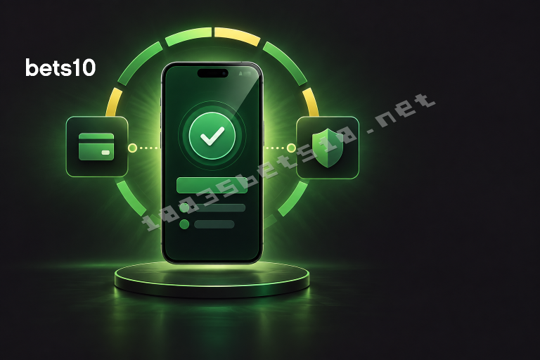 Koyu zeminde yeşil ışıkla çevrili telefon, güvenli ödeme onayı ve sınır göstergesi bets10 para çekme limitleri konusunu simgeliyor.