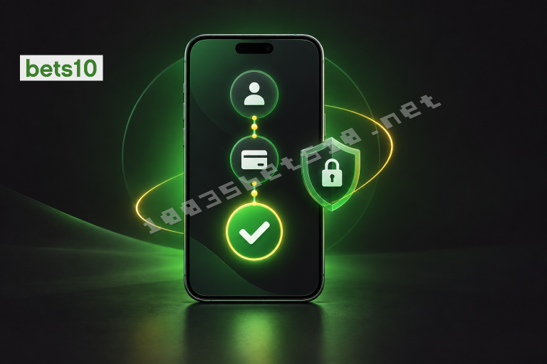 Koyu zeminde yeşil ışıkla çevrelenen telefon ve onay işareti, Bets10 para çekme nasıl yapılır rehberindeki güvenli işlem kontrollerini simgeliyor.